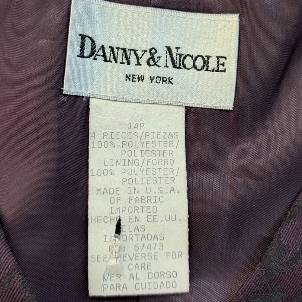 Danny & Nicole Vintage Purple Houndstooth Button Up Vest Size 14P - Picture 4 of 8